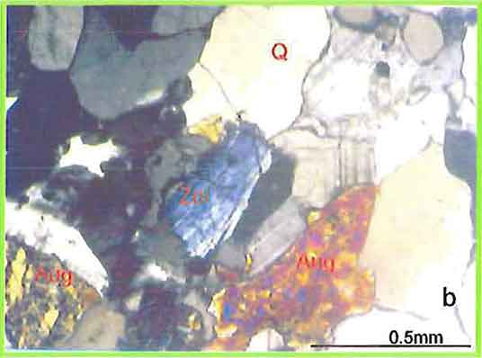Subhedral Zoisite Crystal In Augite photomicrogaph image