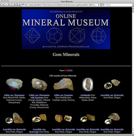 Online Mineral Museum screenshot image