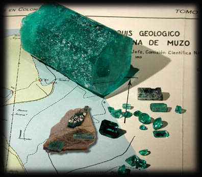 Emeralds Rough and Cut photo image